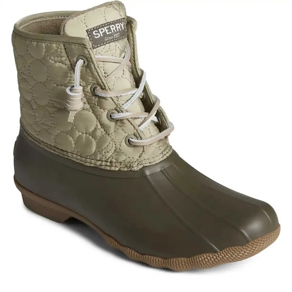 Sperry Women's Saltwater Circle Nylon Duck Boot - Olive Size: 10W New in Box - Picture 1 of 6